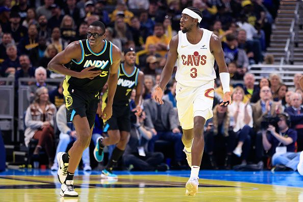 INDIANAPOLIS, INDIANA - NOVEMBER 03: Caris LeVert #3 of the Cleveland Cavaliers reacts after a play in  the second half against the Indiana Pacers during the NBA In-Season Tournament game at Gainbridge Fieldhouse on November 03, 2023 in Indianapolis, Indiana. NOTE TO USER: User expressly acknowledges and agrees that, by downloading and or using this photograph, User is consenting to the terms and conditions of the Getty Images License Agreement.  (Photo by Justin Casterline/Getty Images)