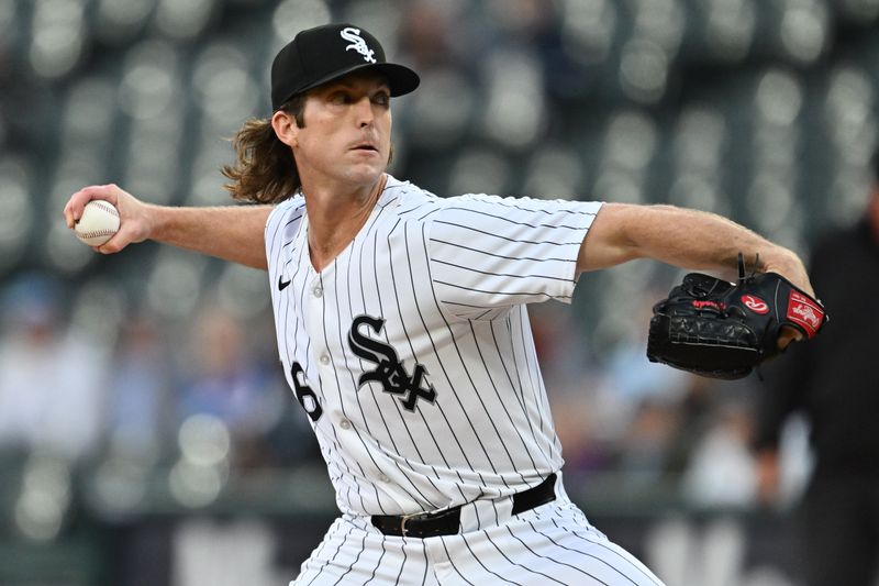May 28, 2024; Chicago, Illinois, USA;  Chicago White Sox pitcher Jake Woodford (46) pitches in the first inning against the Toronto Blue Jays at Guaranteed Rate Field. Woodford is making his season debut. Mandatory Credit: Jamie Sabau-USA TODAY Sports