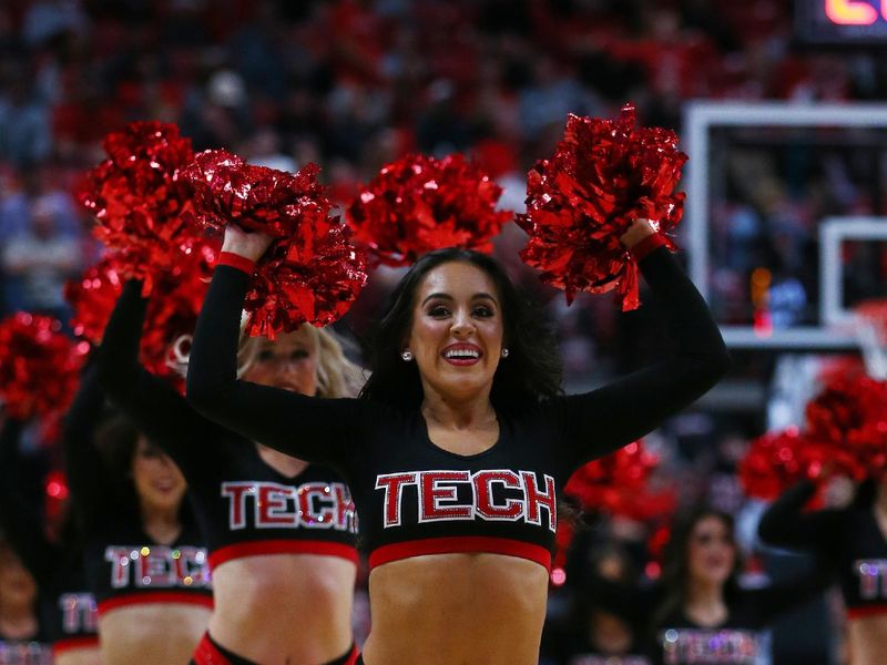 Feb 20, 2024; Lubbock, Texas, USA;  The Texas Tech Red Raiders pom squad performs during a time out in the second half during the game between the Texas Tech Red Raiders and the TCU Horned Frogs at United Supermarkets Arena. Mandatory Credit: Michael C. Johnson-USA TODAY Sports