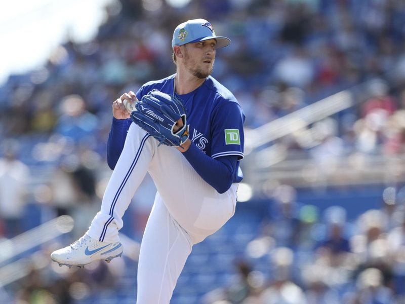 Mar 6, 2026; Dunedin, Florida, USA; Toronto Blue Jays pitcher Jeff Hoffman (23) throws a pitch against the Pittsburgh Pirates in the fifth inning during spring training at TD Ballpark. Mandatory Credit: Nathan Ray Seebeck-Imagn Images