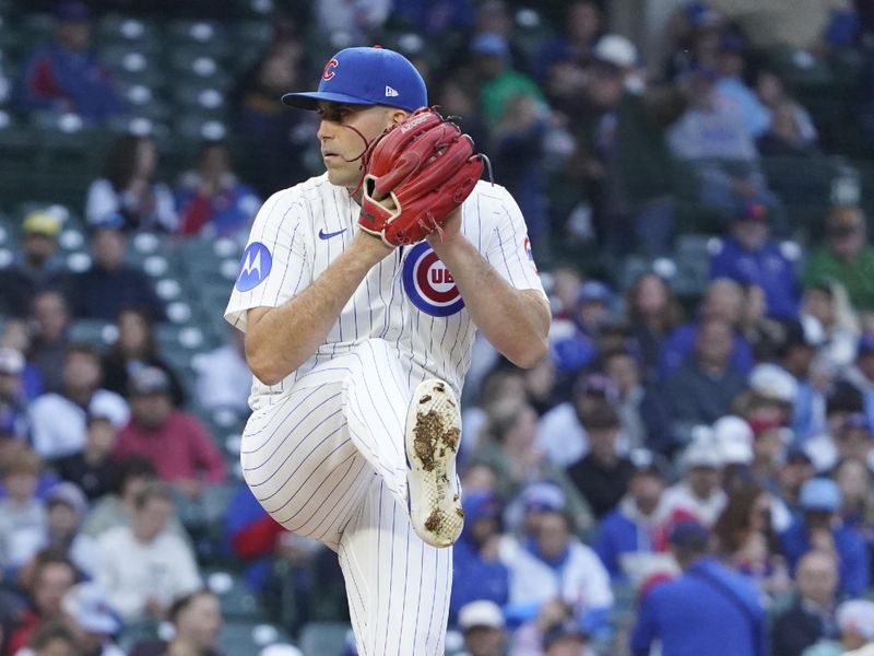 May 28, 2025; Chicago, Illinois, USA; Chicago Cubs pitcher Matthew Boyd (16) throws the ball against the Colorado Rockies during the first inning at Wrigley Field. Mandatory Credit: David Banks-Imagn Images