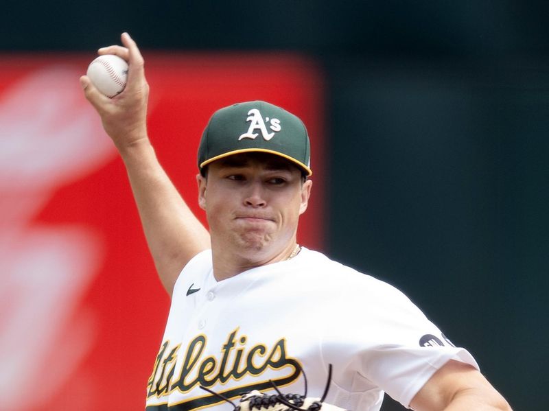 Sep 16, 2023; Oakland, California, USA; Oakland Athletics starting pitcher Mason Miller (57) pitches against the San Diego Padres during the first inning at Oakland-Alameda County Coliseum. Mandatory Credit: D. Ross Cameron-USA TODAY Sports