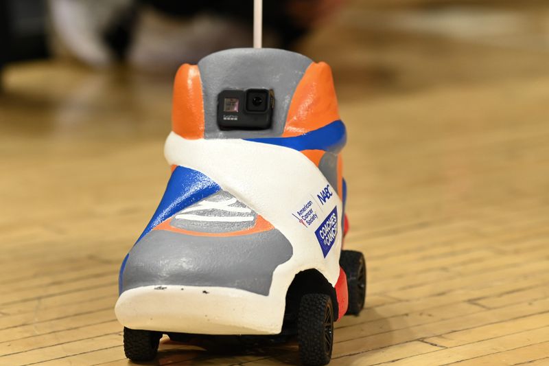 Jan 25, 2023; College Park, Maryland, USA;  A detailed view of a remote control video camera from the Coach Classic used before the game between the Maryland Terrapins and the Wisconsin Badgers at Xfinity Center. Mandatory Credit: Tommy Gilligan-USA TODAY Sports