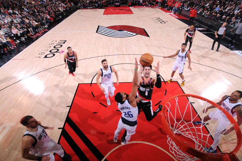 PORTLAND, OR - DECEMBER 1: Deni Avdija #8 of the Portland Trail Blazers shoots the ball during the game against the Dallas Mavericks on December 1, 2024 at the Moda Center Arena in Portland, Oregon. NOTE TO USER: User expressly acknowledges and agrees that, by downloading and or using this photograph, user is consenting to the terms and conditions of the Getty Images License Agreement. Mandatory Copyright Notice: Copyright 2024 NBAE (Photo by Cameron Browne/NBAE via Getty Images)