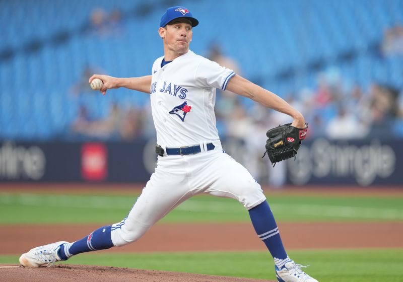 Jun 29, 2023; Toronto, Ontario, CAN; Toronto Blue Jays starting pitcher Chris Bassitt (40) throws a pitch against the San Francisco Giants during the first inning at Rogers Centre. Mandatory Credit: Nick Turchiaro-USA TODAY Sports