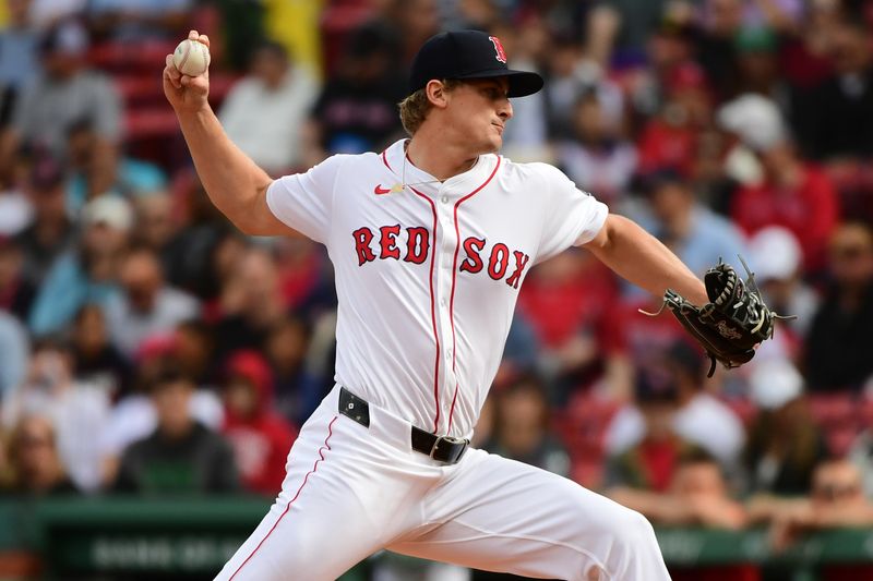 Sep 29, 2024; Boston, Massachusetts, USA;  Boston Red Sox starting pitcher Quinn Priester (68) pitches during the first inning against the Tampa Bay Rays at Fenway Park. Mandatory Credit: Bob DeChiara-Imagn Images