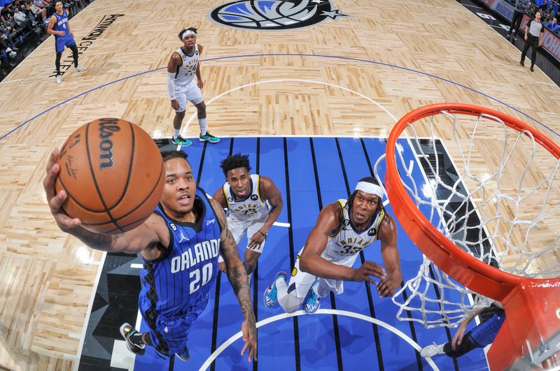 ORLANDO, FL - FEBUARY 25: Markelle Fultz #20 of the Orlando Magic goes to the basket during the game on Febuary 25, 2023 at Amway Center in Orlando, Florida. NOTE TO USER: User expressly acknowledges and agrees that, by downloading and or using this photograph, User is consenting to the terms and conditions of the Getty Images License Agreement. Mandatory Copyright Notice: Copyright 2023 NBAE (Photo by Fernando Medina/NBAE via Getty Images)