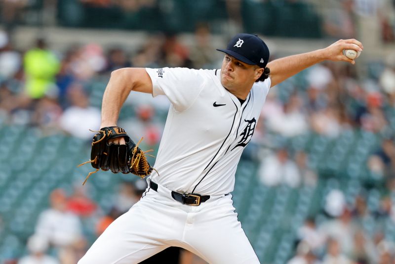 Jul 9, 2025; Detroit, Michigan, USA;  Detroit Tigers pitcher Brant Hurter (48) pitches in the sixth inning against the Tampa Bay Rays at Comerica Park. Mandatory Credit: Rick Osentoski-Imagn Images