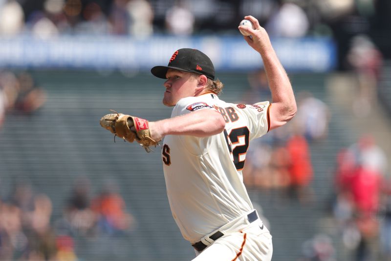 Aug 30, 2023; San Francisco, California, USA; San Francisco Giants starting pitcher Logan Webb (62) throws a pitch during the first inning against the Cincinnati Reds at Oracle Park. Mandatory Credit: Sergio Estrada-USA TODAY Sports