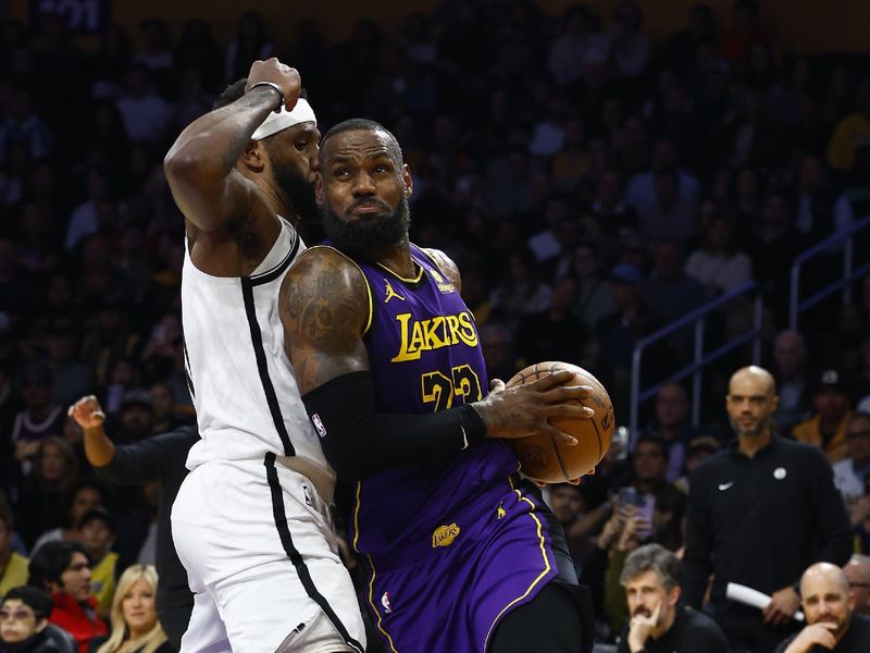 LOS ANGELES, CALIFORNIA - JANUARY 19:  LeBron James #23 of the Los Angeles Lakers in the first half at Crypto.com Arena on January 19, 2024 in Los Angeles, California.  NOTE TO USER: User expressly acknowledges and agrees that, by downloading and/or using this photograph, user is consenting to the terms and conditions of the Getty Images License Agreement.  (Photo by Ronald Martinez/Getty Images)