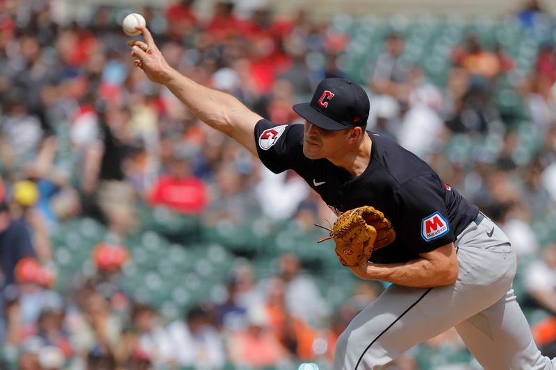 Jul 30, 2024; Detroit, Michigan, USA;  Cleveland Guardians relief pitcher Cade Smith (36) throws against the Detroit Tigers in the eighth inning at Comerica Park. Mandatory Credit: Rick Osentoski-USA TODAY Sports