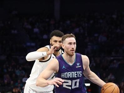 CHARLOTTE, NC - DECEMBER 23: Gordon Hayward #20 of the Charlotte Hornets handles the ball during the game against the Denver Nuggets on December 23, 2023 at Spectrum Center in Charlotte, North Carolina. NOTE TO USER: User expressly acknowledges and agrees that, by downloading and or using this photograph, User is consenting to the terms and conditions of the Getty Images License Agreement.  Mandatory Copyright Notice:  Copyright 2023 NBAE (Photo by Brock Williams-Smith/NBAE via Getty Images)