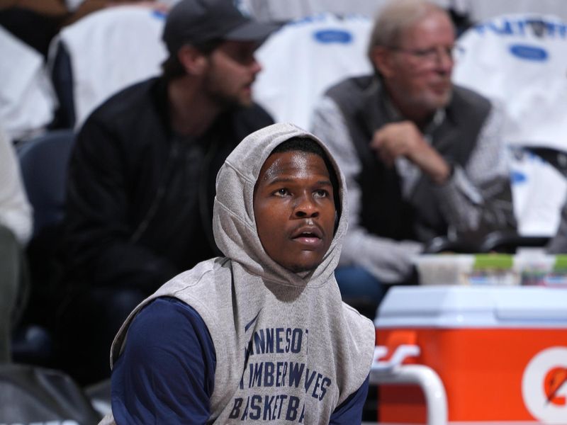 MINNEAPOLIS, MN -  APRIL 20: Anthony Edwards #5 of the Minnesota Timberwolves warms up before the game during Round One Game One of the 2024 NBA Playoffs against the Phoenix Suns on April 20, 2024 at Target Center in Minneapolis, Minnesota. NOTE TO USER: User expressly acknowledges and agrees that, by downloading and or using this Photograph, user is consenting to the terms and conditions of the Getty Images License Agreement. Mandatory Copyright Notice: Copyright 2024 NBAE (Photo by Jordan Johnson/NBAE via Getty Images)