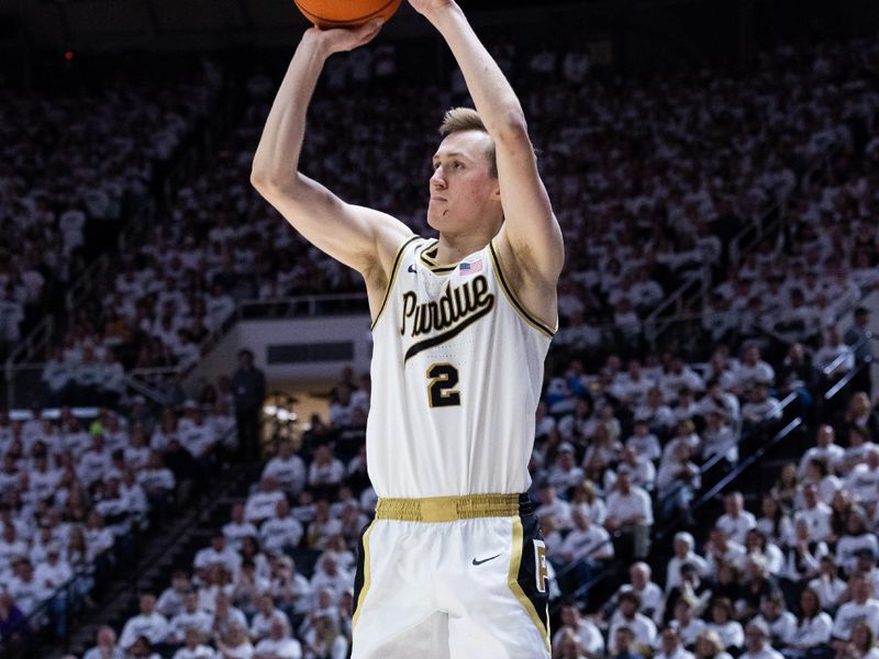 Jan 29, 2023; West Lafayette, Indiana, USA;  Purdue Boilermakers guard Fletcher Loyer (2) shoots the ball  in the second half against the Michigan State Spartans at Mackey Arena. Mandatory Credit: Trevor Ruszkowski-USA TODAY Sports