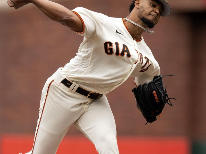 May 20, 2023; San Francisco, California, USA; San Francisco Giants pitcher Camilo Doval (75) delivers a pitch against the Miami Marlins during the ninth inning at Oracle Park. Mandatory Credit: D. Ross Cameron-USA TODAY Sports