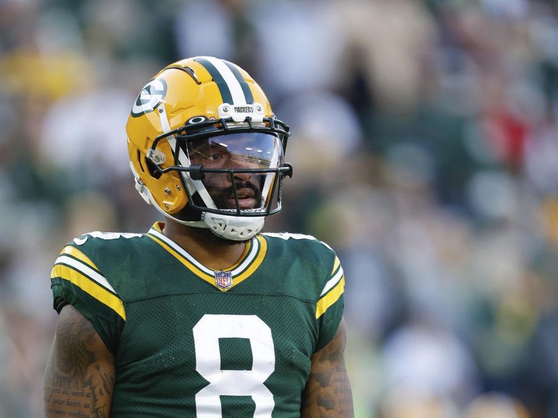 Green Bay Packers wide receiver Amari Rodgers (8) during an NFL football game against the New England Patriots Sunday, Oct. 2, 2022, in Green Bay, Wis. (AP Photo/Jeffrey Phelps)