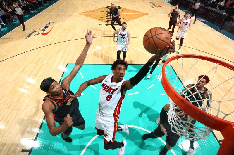 WASHINGTON, DC -?February 2: Josh Richardson #0 of the Miami Heat drives to the basket during the game against the Washington Wizards on February 2, 2024 at Capital One Arena in Washington, DC. NOTE TO USER: User expressly acknowledges and agrees that, by downloading and or using this Photograph, user is consenting to the terms and conditions of the Getty Images License Agreement. Mandatory Copyright Notice: Copyright 2024 NBAE (Photo by Stephen Gosling/NBAE via Getty Images)