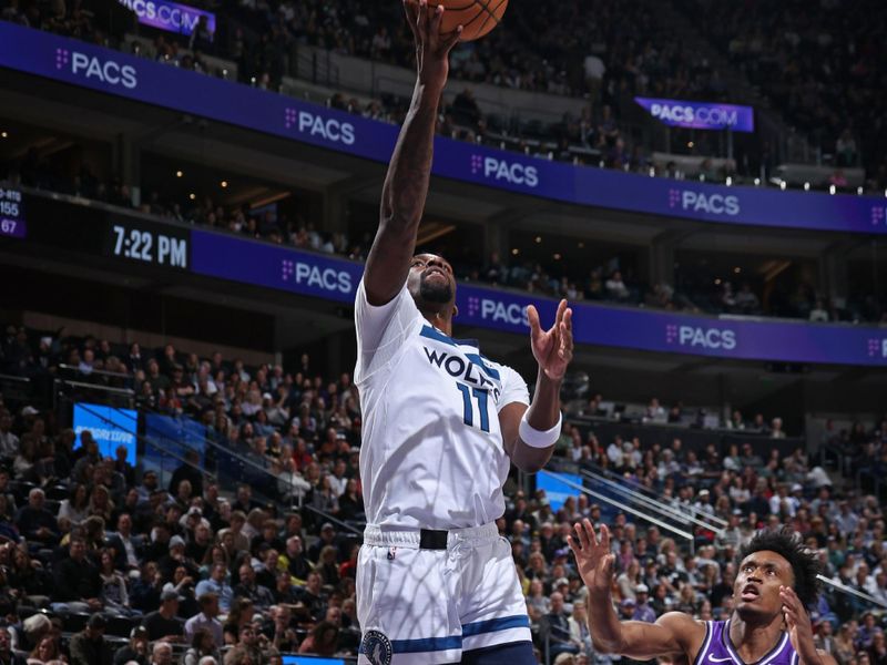 SALT LAKE CITY, UT - MARCH 18: Naz Reid #11 of the Minnesota Timberwolves drives to the basket during the game against the Utah Jazz on March 18, 2024 at Delta Center in Salt Lake City, Utah. NOTE TO USER: User expressly acknowledges and agrees that, by downloading and or using this Photograph, User is consenting to the terms and conditions of the Getty Images License Agreement. Mandatory Copyright Notice: Copyright 2024 NBAE (Photo by Melissa Majchrzak/NBAE via Getty Images)