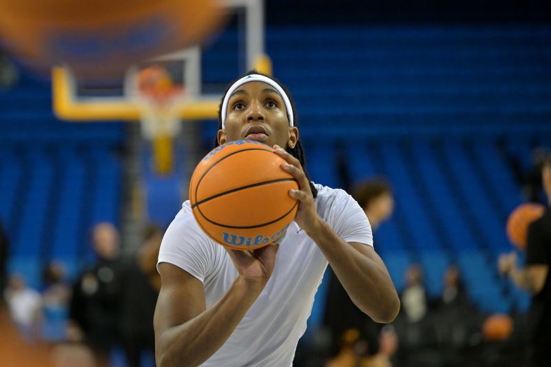 Dec 17, 2025; Los Angeles, California, USA;  UCLA Bruins forward Steven Jamerson II (24) warms up prior to the game against the Arizona State Sun Devils at Pauley Pavilion presented by Wescom Financial. Mandatory Credit: Jayne Kamin-Oncea-Imagn Images 