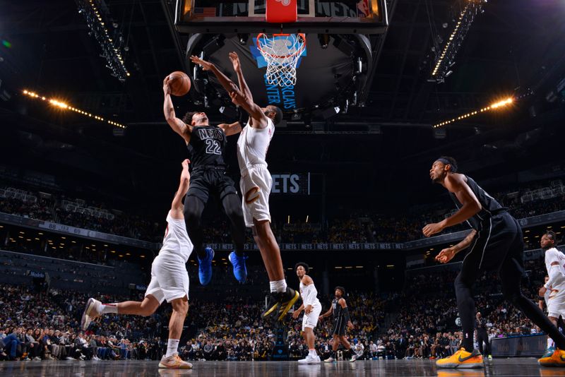 BROOKLYN, NY - FEBRUARY 8: Jalen Wilson #22 of the Brooklyn Nets drives to the basket during the game against the Cleveland Cavaliers on February 8, 2024 at Barclays Center in Brooklyn, New York. NOTE TO USER: User expressly acknowledges and agrees that, by downloading and or using this Photograph, user is consenting to the terms and conditions of the Getty Images License Agreement. Mandatory Copyright Notice: Copyright 2024 NBAE (Photo by Jesse D. Garrabrant/NBAE via Getty Images)