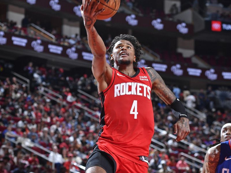 HOUSTON, TX - MARCH 6: Jalen Green #4 of the Houston Rockets drives to the basket during the game against the LA Clippers on March 6, 2024 at the Toyota Center in Houston, Texas. NOTE TO USER: User expressly acknowledges and agrees that, by downloading and or using this photograph, User is consenting to the terms and conditions of the Getty Images License Agreement. Mandatory Copyright Notice: Copyright 2024 NBAE (Photo by Logan Riely/NBAE via Getty Images)