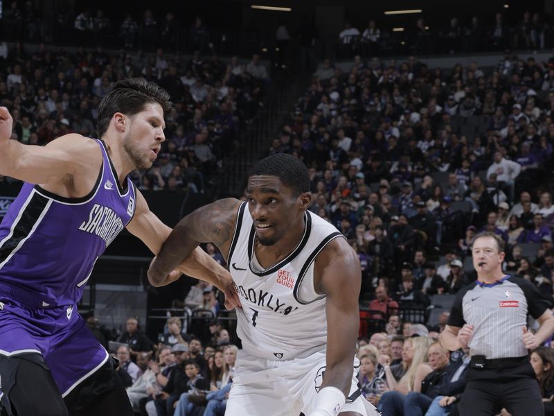 SACRAMENTO, CA - NOVEMBER 24: Shake Milton #7 of the Brooklyn Nets dribbles the ball during the game against the Sacramento Kings on November 24, 2024 at Golden 1 Center in Sacramento, California. NOTE TO USER: User expressly acknowledges and agrees that, by downloading and or using this Photograph, user is consenting to the terms and conditions of the Getty Images License Agreement. Mandatory Copyright Notice: Copyright 2024 NBAE (Photo by Rocky Widner/NBAE via Getty Images)