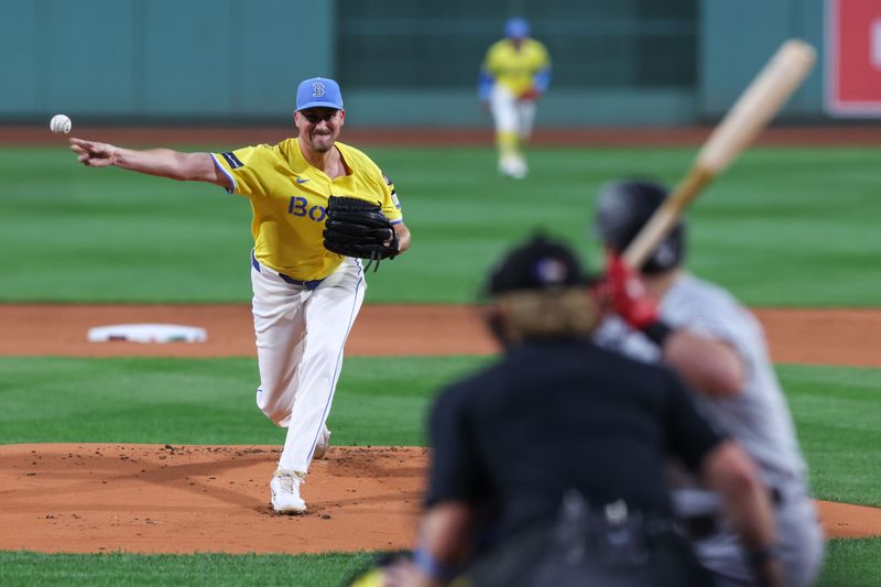 Sep 7, 2024; Boston, Massachusetts, USA; Boston Red Sox starting pitcher Cooper Criswell (64) throws a pitch during the first inning against the Chicago White Sox at Fenway Park. Mandatory Credit: Paul Rutherford-Imagn Images