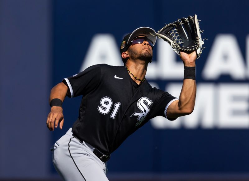 Feb 27, 2026; Phoenix, Arizona, USA; Chicago White Sox outfielder Braden Montgomery against the Milwaukee Brewers during a spring training game at American Family Fields of Phoenix. Mandatory Credit: Mark J. Rebilas-Imagn Images