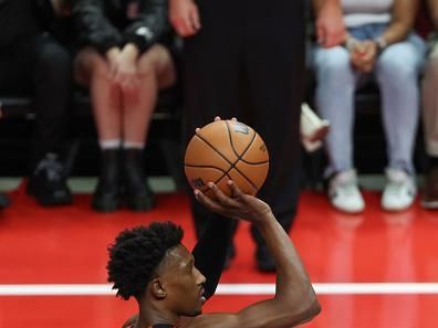 MIAMI, FL - NOVEMBER 28:  Josh Richardson #0 of the Miami Heat shoots a free throw during the game  In-Season Tournament on November 28, 2023 at Miami-Dade Arena in Miami, Florida. NOTE TO USER: User expressly acknowledges and agrees that, by downloading and or using this Photograph, user is consenting to the terms and conditions of the Getty Images License Agreement. Mandatory Copyright Notice: Copyright 2023 NBAE (Photo by Robby Illanes/NBAE via Getty Images)