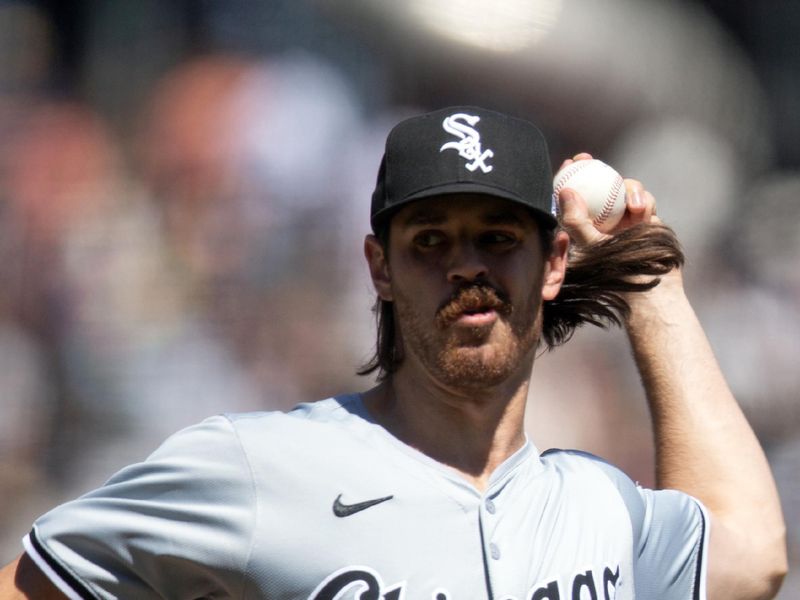 Aug 21, 2024; San Francisco, California, USA; Chicago White Sox pitcher Fraser Ellard (61) delivers a pitch against the San Francisco Giants during the eighth inning at Oracle Park. Mandatory Credit: D. Ross Cameron-USA TODAY Sports