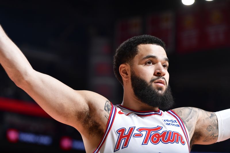 HOUSTON, TX - JANUARY 20: Fred VanVleet #5 of the Houston Rockets looks on during the game against the Utah Jazz on January 20, 2024 at the Toyota Center in Houston, Texas. NOTE TO USER: User expressly acknowledges and agrees that, by downloading and or using this photograph, User is consenting to the terms and conditions of the Getty Images License Agreement. Mandatory Copyright Notice: Copyright 2024 NBAE (Photo by Logan Riely/NBAE via Getty Images)