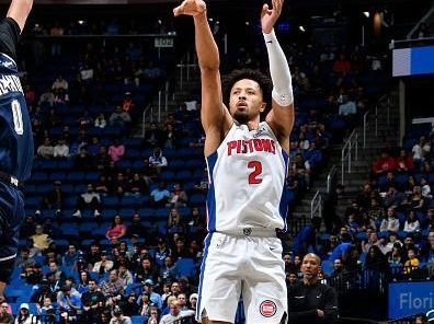 ORLANDO, FL - DECEMBER 8: Cade Cunningham #2 of the Detroit Pistons shoots a three point basket during the game against the Orlando Magic on December 8, 2023 at Amway Center in Orlando, Florida. NOTE TO USER: User expressly acknowledges and agrees that, by downloading and or using this photograph, User is consenting to the terms and conditions of the Getty Images License Agreement. Mandatory Copyright Notice: Copyright 2023 NBAE (Photo by Fernando Medina/NBAE via Getty Images)
