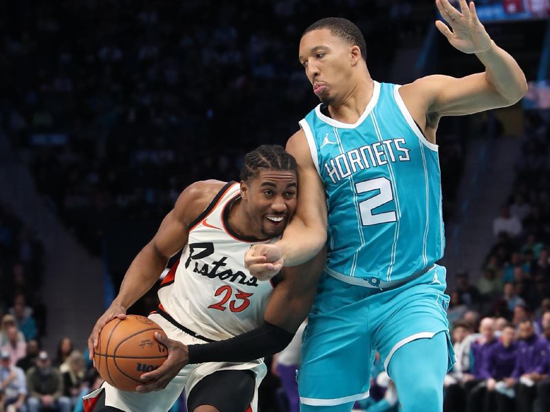 CHARLOTTE, NC -NOVEMBER 21:  Jaden Ivey #23 of the Detroit Pistons handles the ball during the game against the Charlotte Hornets on November 21, 2024 at Spectrum Center in Charlotte, North Carolina. NOTE TO USER: User expressly acknowledges and agrees that, by downloading and or using this photograph, User is consenting to the terms and conditions of the Getty Images License Agreement. Mandatory Copyright Notice: Copyright 2024 NBAE (Photo by Brock Williams-Smith/NBAE via Getty Images)