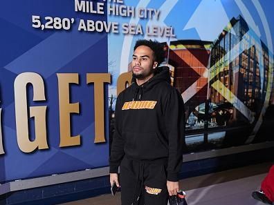 DENVER, CO - DECEMBER 28: Jacob Gilyard #0 of the Memphis Grizzlies arrives to the arena before the game against the Denver Nuggets on December 28, 2023 at the Ball Arena in Denver, Colorado. NOTE TO USER: User expressly acknowledges and agrees that, by downloading and/or using this Photograph, user is consenting to the terms and conditions of the Getty Images License Agreement. Mandatory Copyright Notice: Copyright 2023 NBAE (Photo by Garrett Ellwood/NBAE via Getty Images)