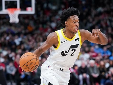 TORONTO, ON - DECEMBER 23: Collin Sexton #2 of the Utah Jazz dribbles against the Toronto Raptors during the second half of their basketball game at the Scotiabank Arena on December 23, 2023 in Toronto, Ontario, Canada. NOTE TO USER: User expressly acknowledges and agrees that, by downloading and/or using this Photograph, user is consenting to the terms and conditions of the Getty Images License Agreement. (Photo by Mark Blinch/Getty Images)