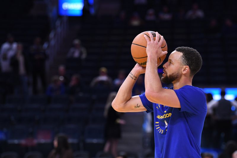 SAN FRANCISCO, CA - DECEMBER 8:  Stephen Curry #30 of the Golden State Warriors warms up before the game against the Minnesota Timberwolves during a regular season game on December 8, 2024 at Chase Center in San Francisco, California. NOTE TO USER: User expressly acknowledges and agrees that, by downloading and or using this photograph, user is consenting to the terms and conditions of Getty Images License Agreement. Mandatory Copyright Notice: Copyright 2024 NBAE (Photo by Noah Graham/NBAE via Getty Images)