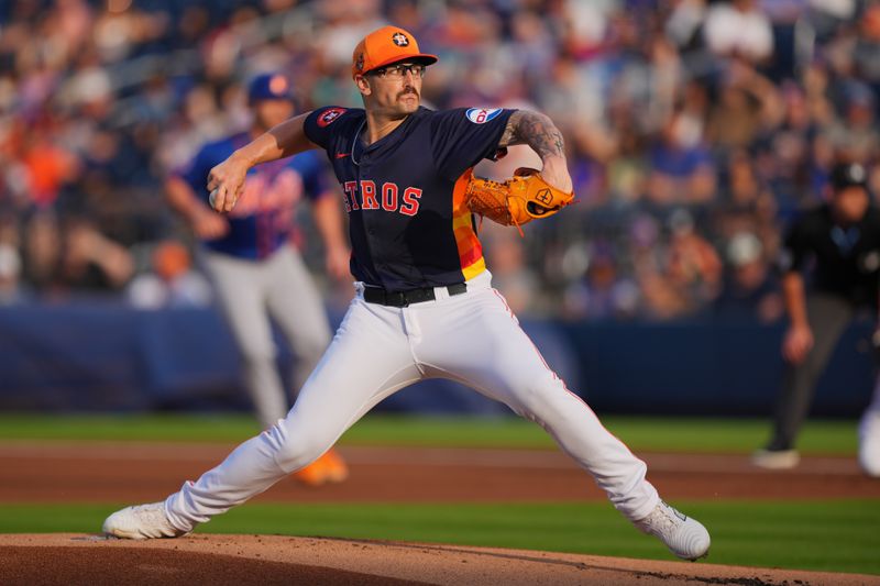 Mar 16, 2024; West Palm Beach, Florida, USA;  Houston Astros starting pitcher J.P. France (68) pitches in the first inning against the New York Mets at CACTI Park of the Palm Beaches. Mandatory Credit: Jim Rassol-USA TODAY Sports