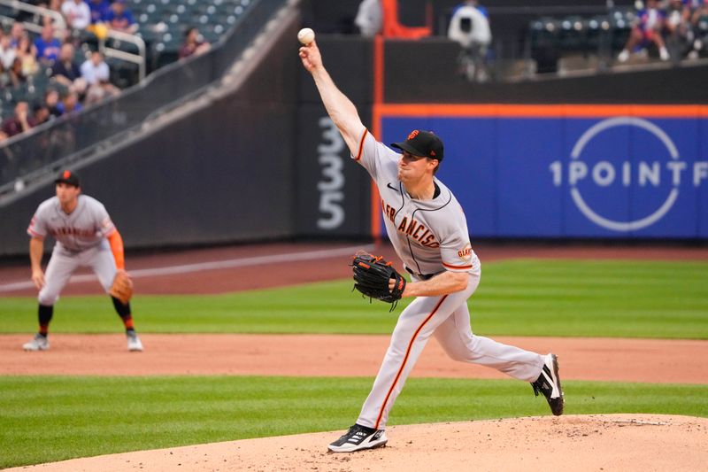 Jul 2, 2023; New York City, New York, USA; San Francisco Giants pitcher Ross Stripling (48) delivers a pitch against the New York Mets during the first inning at Citi Field. Mandatory Credit: Gregory Fisher-USA TODAY Sports