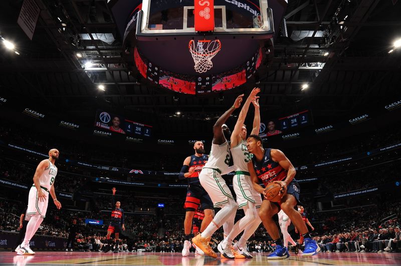 WASHINGTON, DC -?NOVEMBER 22: Malcolm Brogdon #15 of the Washington Wizards handles the ball during the game against the Boston Celtics during the Emirates NBA Cup game on November 22, 2024 at Capital One Arena in Washington, DC. NOTE TO USER: User expressly acknowledges and agrees that, by downloading and or using this Photograph, user is consenting to the terms and conditions of the Getty Images License Agreement. Mandatory Copyright Notice: Copyright 2024 NBAE (Photo by Brian Babineau/NBAE via Getty Images)