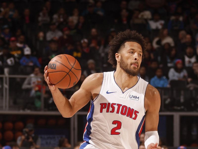 DETROIT, MI - MARCH 7: Cade Cunningham #2 of the Detroit Pistons looks on during the game against the Brooklyn Nets on March 7, 2024 at Little Caesars Arena in Detroit, Michigan. NOTE TO USER: User expressly acknowledges and agrees that, by downloading and/or using this photograph, User is consenting to the terms and conditions of the Getty Images License Agreement. Mandatory Copyright Notice: Copyright 2024 NBAE (Photo by Brian Sevald/NBAE via Getty Images)