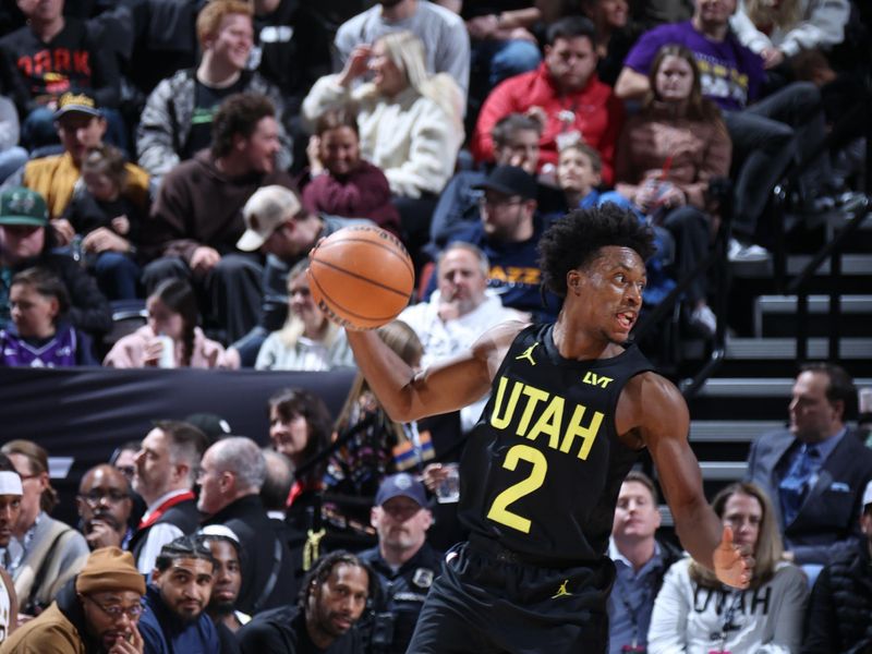 SALT LAKE CITY, UT - JANUARY 15: Colin Sexton #2 of the Utah Jazz handles the ball during the game against the Indiana Pacers on January 15, 2024 at Delta Center in Salt Lake City, Utah. NOTE TO USER: User expressly acknowledges and agrees that, by downloading and or using this Photograph, User is consenting to the terms and conditions of the Getty Images License Agreement. Mandatory Copyright Notice: Copyright 2024 NBAE (Photo by Melissa Majchrzak/NBAE via Getty Images)