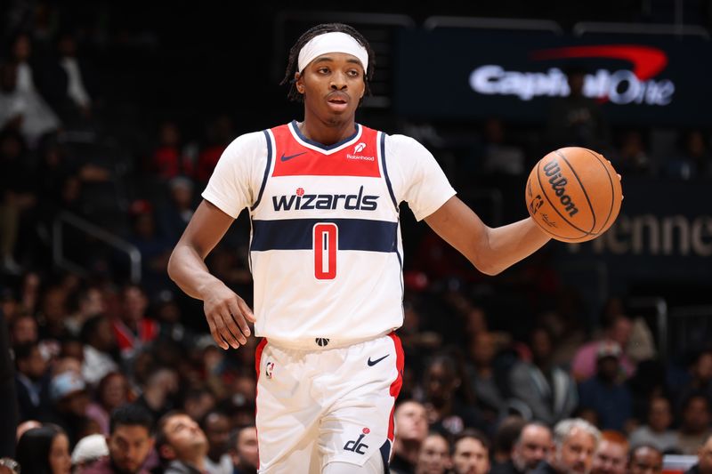 WASHINGTON, DC -? OCTOBER 30: Bilal Coulibaly #0 of the Washington Wizards dribbles the ball during the game against the Atlanta Hawks on October 30, 2024 at Capital One Arena in Washington, DC. NOTE TO USER: User expressly acknowledges and agrees that, by downloading and or using this Photograph, user is consenting to the terms and conditions of the Getty Images License Agreement. Mandatory Copyright Notice: Copyright 2024 NBAE (Photo by Stephen Gosling/NBAE via Getty Images)