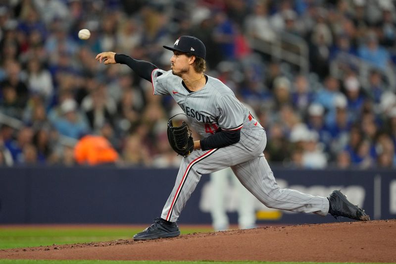 May 10, 2024; Toronto, Ontario, CAN; Minnesota Twins starting pitcher Joe Ryan (41) pitches to the Toronto Blue Jays during the first inning at Rogers Centre. Mandatory Credit: John E. Sokolowski-USA TODAY Sports