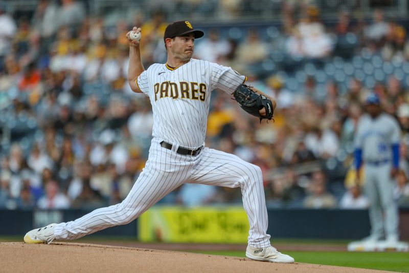 May 16, 2023; San Diego, California, USA; San Diego Padres starting pitcher Seth Lugo (67) throws a pitch during the first inning at Petco Park. Mandatory Credit: David Frerker-USA TODAY Sports