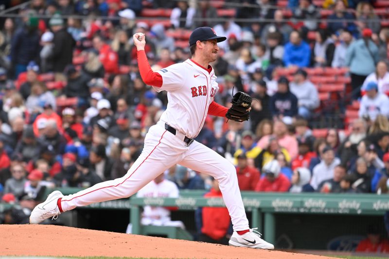 Apr 18, 2024; Boston, Massachusetts, USA; Boston Red Sox pitcher Cooper Criswell (64) pitches against the Cleveland Guardians during the third inning at Fenway Park. Mandatory Credit: Eric Canha-USA TODAY Sports