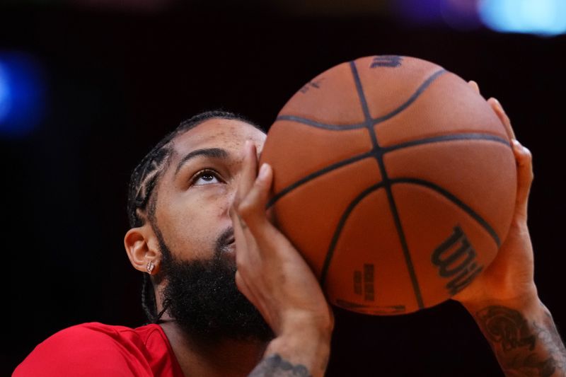 MIAMI, FLORIDA - OCTOBER 13: Brandon Ingram #14 of the New Orleans Pelicans warms up prior to a preseason game against the Miami Heat at Kaseya Center on October 13, 2024 in Miami, Florida. NOTE TO USER: User expressly acknowledges and agrees that, by downloading and or using this photograph, User is consenting to the terms and conditions of the Getty Images License Agreement. (Photo by Rich Storry/Getty Images)