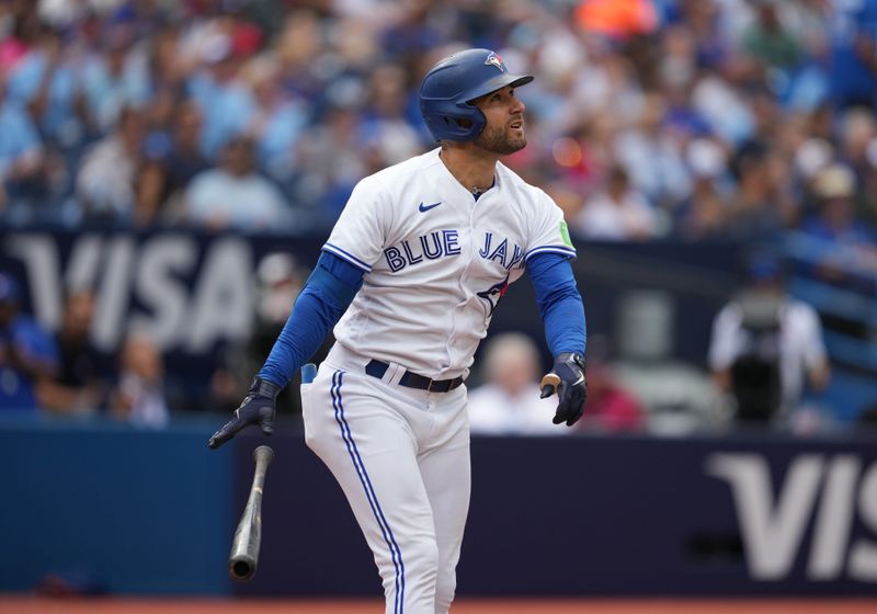 Sep 10, 2023; Toronto, Ontario, CAN; Toronto Blue Jays center fielder Kevin Kiermaier (39) reacts after hitting a home run against the Kansas City Royals during the seventh inning at Rogers Centre. Mandatory Credit: Nick Turchiaro-USA TODAY Sports