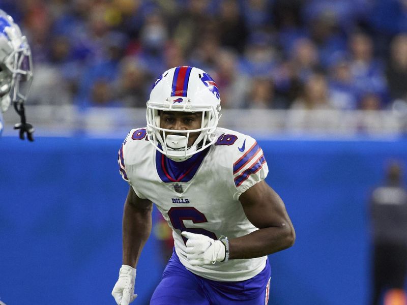 Buffalo Bills wide receiver Isaiah McKenzie (6) runs a route against the Detroit Lions during an NFL football game, Thursday, Nov. 24, 2022, in Detroit. (AP Photo/Rick Osentoski)