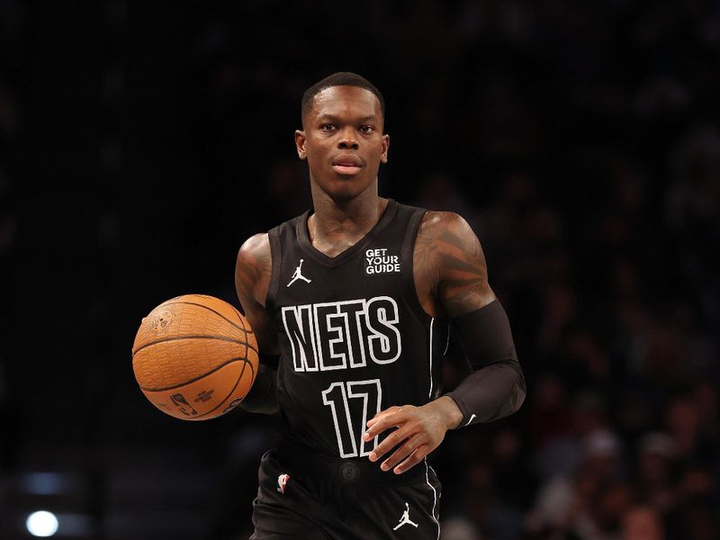 NEW YORK, NEW YORK - NOVEMBER 19:  Dennis Schroder #17 of the Brooklyn Nets in action against the Charlotte Hornetsduring their game at Barclays Center on November 19, 2024 in New York City.   User expressly acknowledges and agrees that, by downloading and or using this photograph, User is consenting to the terms and conditions of the Getty Images License Agreement.  (Photo by Al Bello/Getty Images)