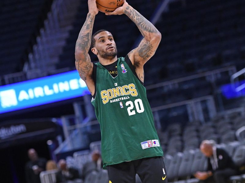 SAN FRANCISCO, CA - FEBRUARY 25: Gary Payton II #0 of the Golden State Warriors warms up before the game against the Charlotte Hornets on February 25, 2025 at Chase Center in San Francisco, California. NOTE TO USER: User expressly acknowledges and agrees that, by downloading and or using this photograph, user is consenting to the terms and conditions of Getty Images License Agreement. Mandatory Copyright Notice: Copyright 2025 NBAE (Photo by Noah Graham/NBAE via Getty Images)